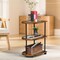 Rustic Brown 3-Tier Corner Shelf with Wheels, Rolling Side Table for Small Spaces